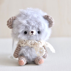 モフモフふわふわなあみぐるみ まだらクマさん 約11cm あみぐるみ くま