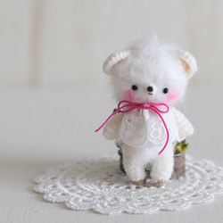 約11cm モフモフふわふわあみぐるみ 水色クマさん にっこりフェイス