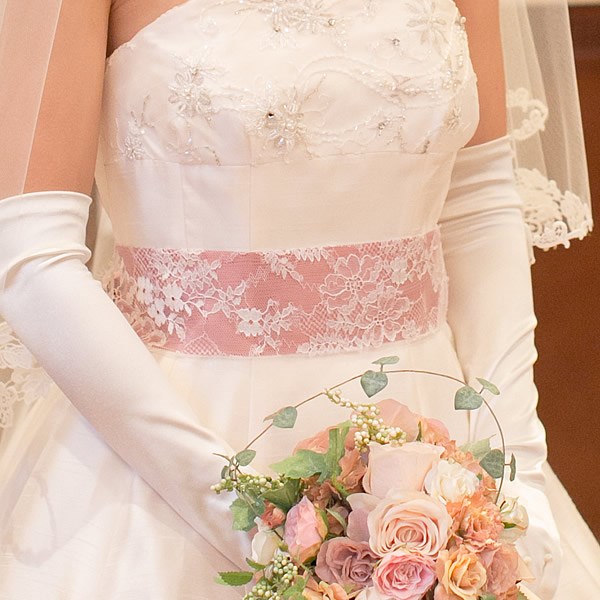 サッシュベルト【ドラマティックリボン モーブピンク】