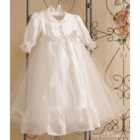 ベールリメイク【2wayセレモニーベビードレス3点セット】シルクドレス