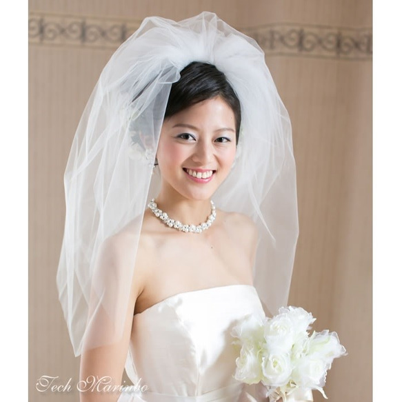 綿帽子みたいなウェディングベール バルーンベール ショート丈 その他  