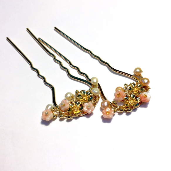 【若桑】【花言花語】櫻花。天然珍珠髮簪。西洋古董風髮簪。 第3張的照片