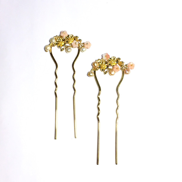 【若桑】【花言花語】櫻花。天然珍珠髮簪。西洋古董風髮簪。 第6張的照片