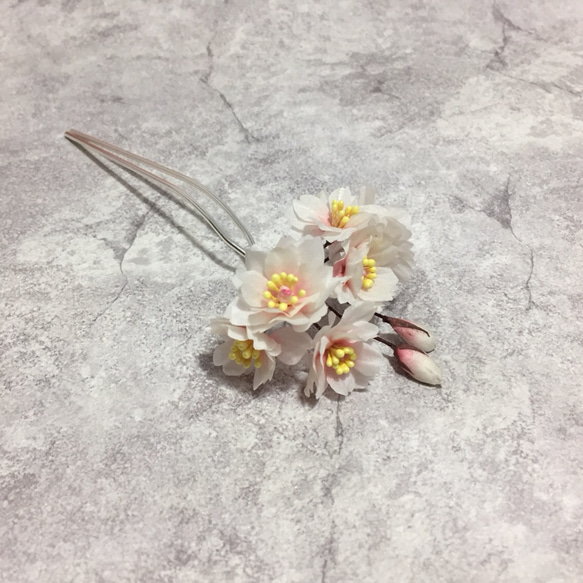 【若桑】【櫻吹雪】手造櫻花燙花髮簪。絹花/燙花髮飾。日式櫻花髮飾。和服/浴衣/和風/漢服髮飾。擬真櫻花。七夕定情。 第3張的照片