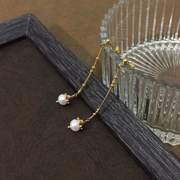【若桑】【婉婉】天然珍珠&南紅瑪瑙。中式古典風格。耳環/耳釘/耳夾 第1張的照片