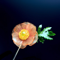 【微縮花房】《罌粟。甦醒》。Poppy。罌粟花髮簪。手造日本樹脂花飾。 第1張的照片