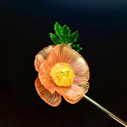 【微縮花房】《罌粟。甦醒》。Poppy。罌粟花髮簪。手造日本樹脂花飾。 第2張的照片