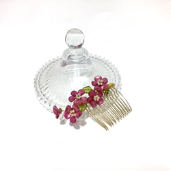 【Ruosang】「花とアリス：真夏」手編みの花のヘアインサート。アンティークのガラスの花びら。 4枚目の画像