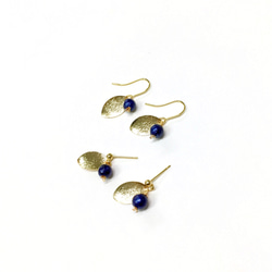 【若桑】【小藍莓】藍莓耳環。貝殼珍珠。鍍18k金耳環/耳釘/耳鉤/可改耳夾 第4張的照片
