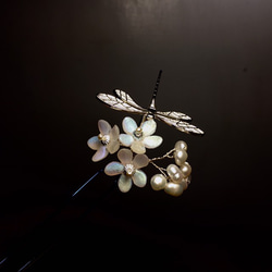[歌った場合] &quot;Xia Yu。ファーストレインII。蜻蜓真珠の花簪。天然真珠輸入虹色の花びら。そして風の髪／着物の髪 4枚目の画像