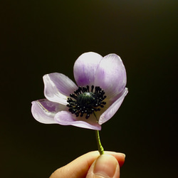 【若桑】《Anemone。紫色。銀蓮花。》。手造樹脂花簪。和風髮簪/和服髮飾。復古風格。 第2張的照片