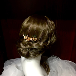 【若桑】《春之頌》復古天然珍珠半寶石插梳。古典新娘髮飾。Bridal Headpiece。 第7張的照片