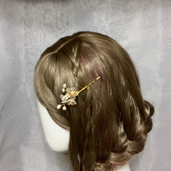【若桑】《半眠月》II。透明系珍珠水晶花朵髮夾。森林系髮飾。Bridal Headpiece。 第3張的照片