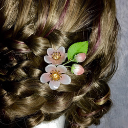 【若桑】《櫻花。並蒂》手造樹脂櫻花花簪。和風髮簪/和服髮飾。古典/復古風格髮飾。 第1張的照片