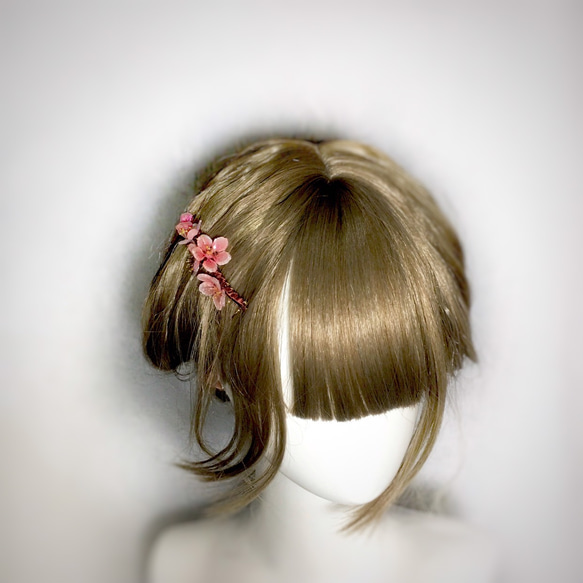 【ルオサン】「ピーチブロッサム。 「花が咲く」手作りのレジンピーチフラワーヘアピン。和風ヘアピン/着物ヘアアクセサリー。クラシッ 6枚目の画像