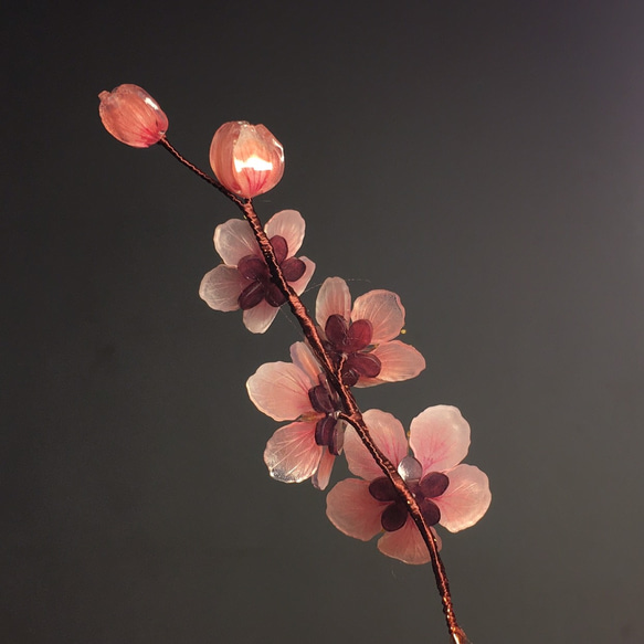 【ルオサン】「ピーチブロッサム。 「花が咲く」手作りのレジンピーチフラワーヘアピン。和風ヘアピン/着物ヘアアクセサリー。クラシッ 8枚目の画像