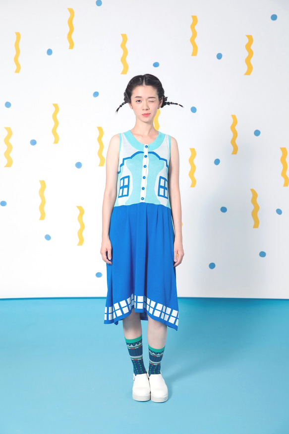 VACATION HOUSE Button Up Dress (Ice Blue) 1枚目の画像