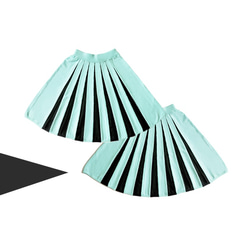 Mint Green Central Pleated Knitted Half Circle Skirt 1枚目の画像