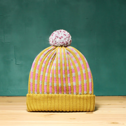 Wasabi Stripes Detachable PomPom Beanie Hat 1枚目の画像