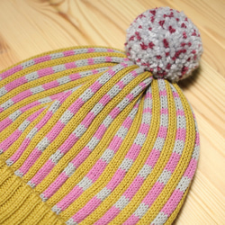 Wasabi Stripes Detachable PomPom Beanie Hat 2枚目の画像