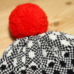 Black Noise Detachable PomPom Beanie Hat 2枚目の画像