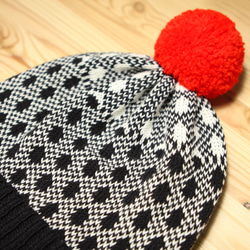 Black Noise Detachable PomPom Beanie Hat 3枚目の画像