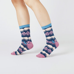 浪花 棉質中筒襪 - 襪子 - 藍紫 / 印花樂 x Yu Square 聯名 第1張的照片
