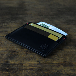 [韟]手作りイタリア協会認定植物タンニンなめしレザー ブラック手縫い両面カード ホルダー EasyCard クレジット カード 1枚目の画像