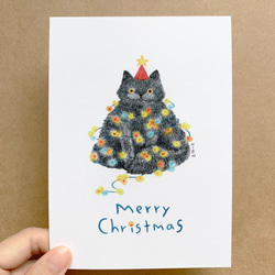 黑貓聖誕樹－聖誕明信片 第5張的照片