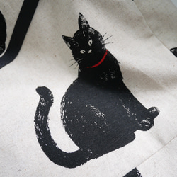 棉麻薄帆布黑貓日式肩背環保提袋 吾妻袋 接單訂製 第5張的照片