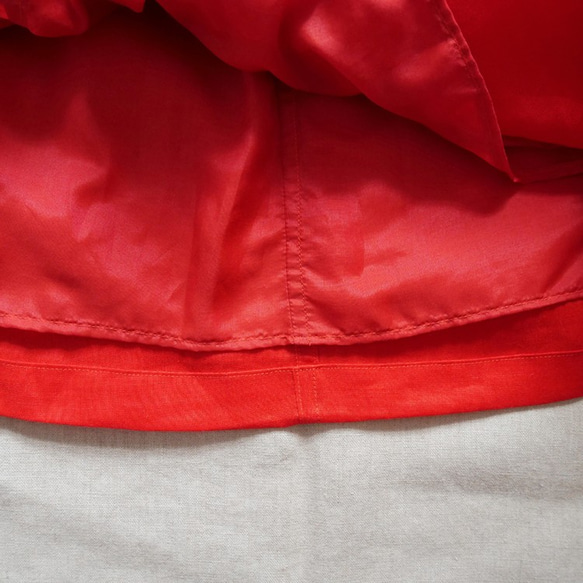 手作紅色苧麻側口袋褶裙 Handmade Red Ramie side pocket pleated skirt 第10張的照片