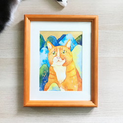 水彩客製寵物肖像畫 / 小幅含框 第2張的照片
