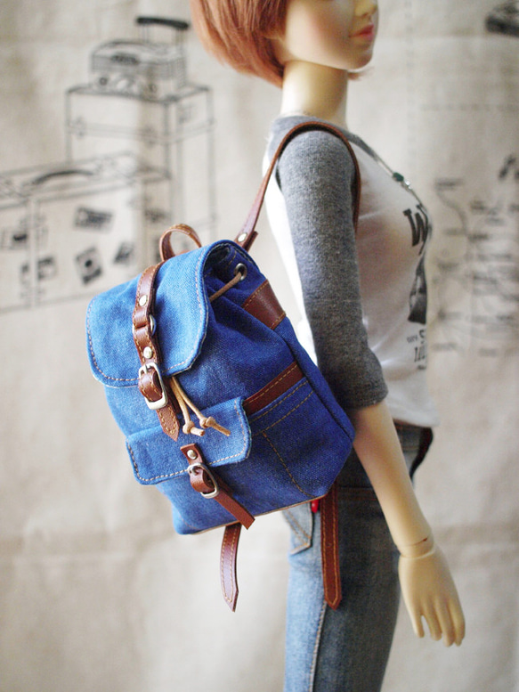 1PinFun Handmade BJD Bags 寶藍後背包 第5張的照片