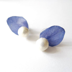 （訂製）全立體真花製作 棉棉珠 花瓣 925純銀耳釘 樹脂耳夾 第3張的照片