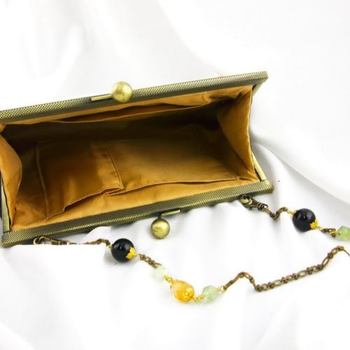 亀甲花菱》着物帯リメイク手持ちバック 肩掛け ボケット付き