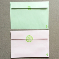 現品限り！ミントカラーのメッセージカード【Ａ6】淡青緑和紙（アイヌ紋様B）送料無料♪ 5枚目の画像