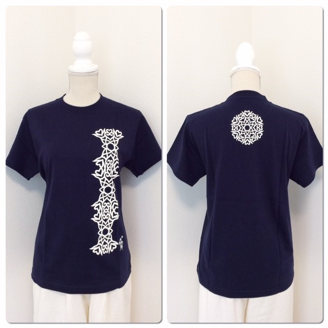 神紋・背守りＴシャツ・ネイビー（半袖）男女兼用・紳士サイズ（150cm,160cm,S～XL）Happylifeに！