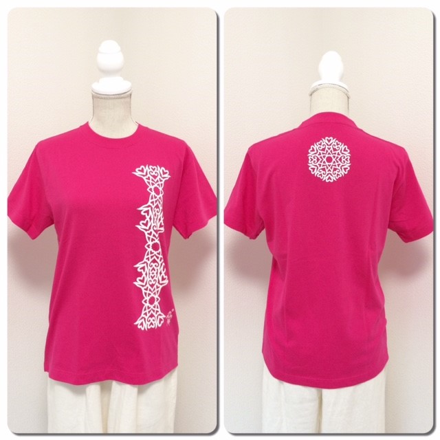 限定販売！神紋・背守りＴシャツ・トロピカルピンク（半袖）男女兼用・紳士サイズ（S.M）Happylifeに！