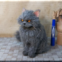 羊毛フェルト 猫 セルカークレックス ねこ ネコ 猫フィギュア 羊毛