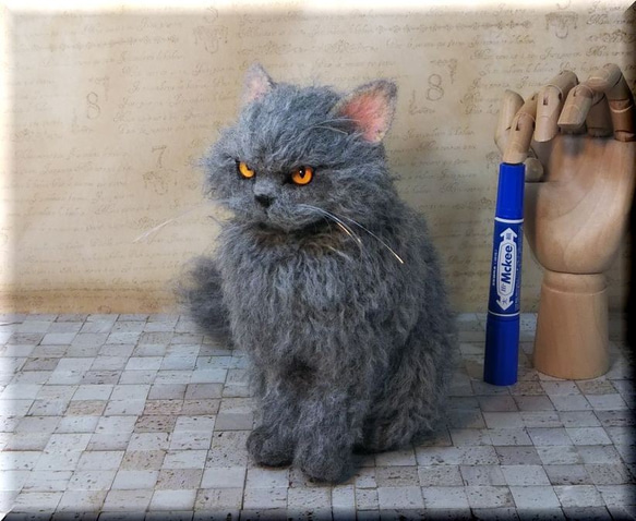 羊毛フェルト 猫 セルカークレックス ねこ ネコ 猫フィギュア 羊毛