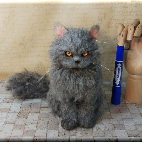 羊毛フェルト 猫 セルカークレックス ねこ ネコ 猫フィギュア 羊毛