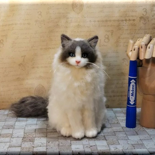 羊毛フェルト 猫 ラグドール ねこ ネコ 猫フィギュア 羊毛