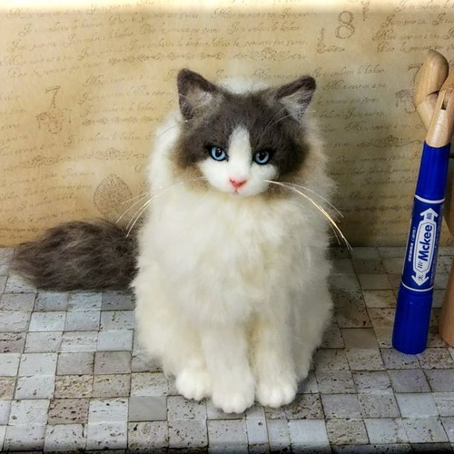 羊毛フェルト 猫 ラグドール ねこ ネコ 猫フィギュア 羊毛フェルト