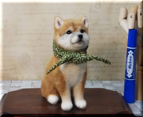 しばいぬくまちゃん　（グレー）　羊毛フェルト しばいぬくまちゃん （グレー） 羊毛フェルト - メルカリ