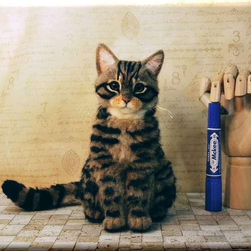 羊毛フェルト 猫 キジトラさん キジ猫 ねこ ネコ 羊毛フェルト