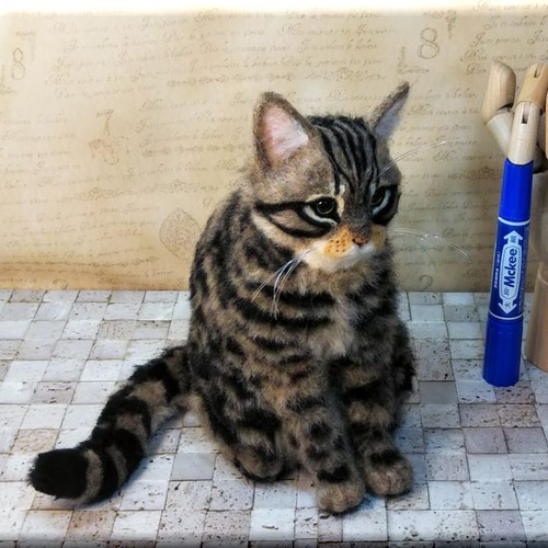 羊毛フェルト 猫 キジトラさん キジ猫 ねこ ネコ 羊毛フェルト