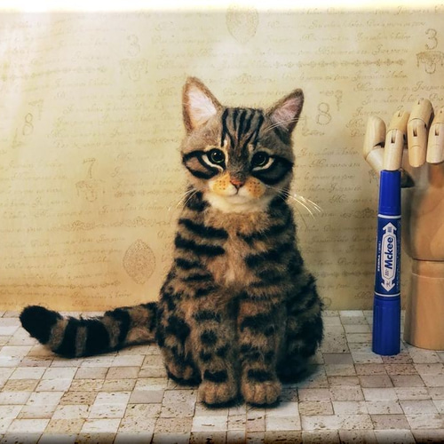 羊毛フェルト 猫 キジトラさん キジ猫 ねこ ネコ 羊毛フェルト