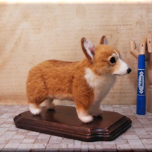 羊毛フェルト　コーギー 羊毛フェルト 犬 コーギー ウェルシュ・コーギー 犬フィギュア