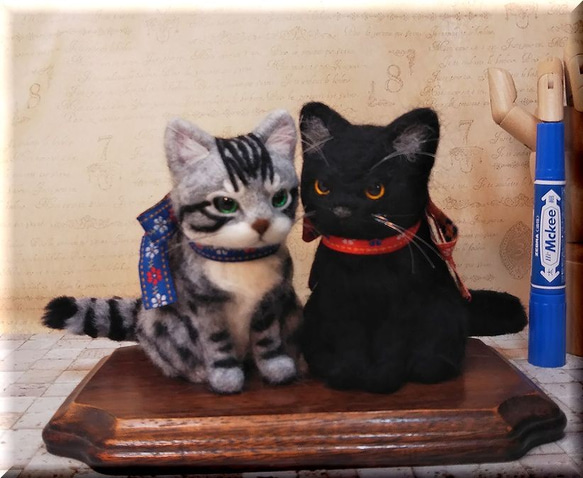 羊毛フェルト　ダラダラ招き猫にゃんこ　サバトラ猫ちゃん　猫 羊毛フェルト ダラダラ招き猫にゃんこ サバトラ猫ちゃん 猫 羊毛