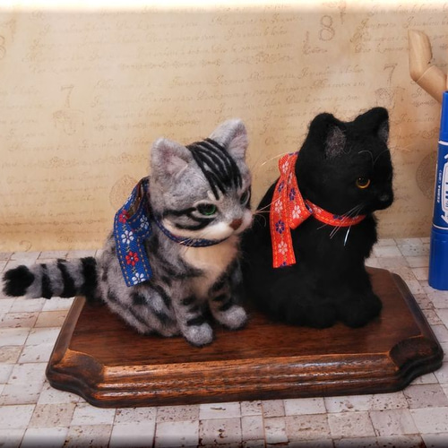 羊毛フェルト　猫　サバトラ猫 リアル猫 サバトラ 手作りキット 羊毛フェルト手芸 ねこ